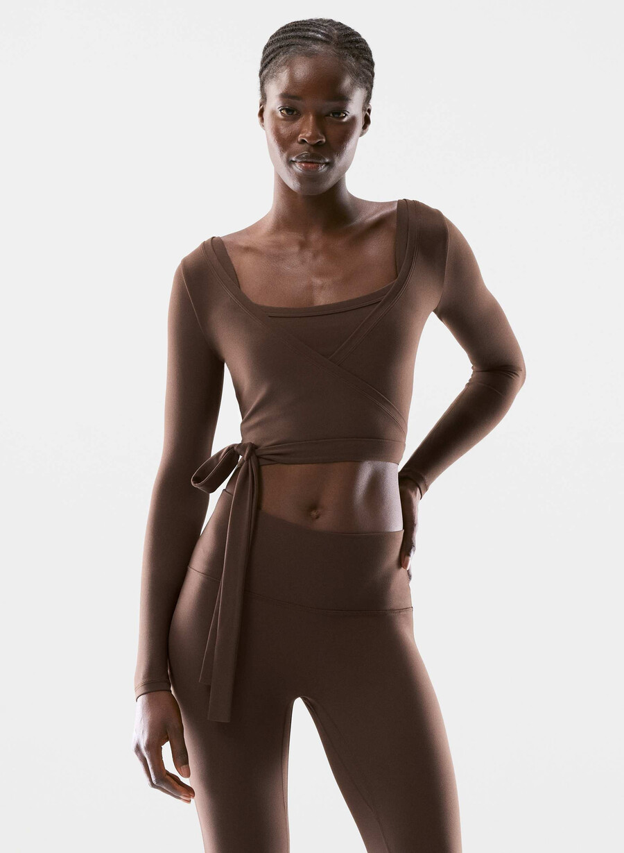 butter focal wrap langarmshirt reiches mochabraun