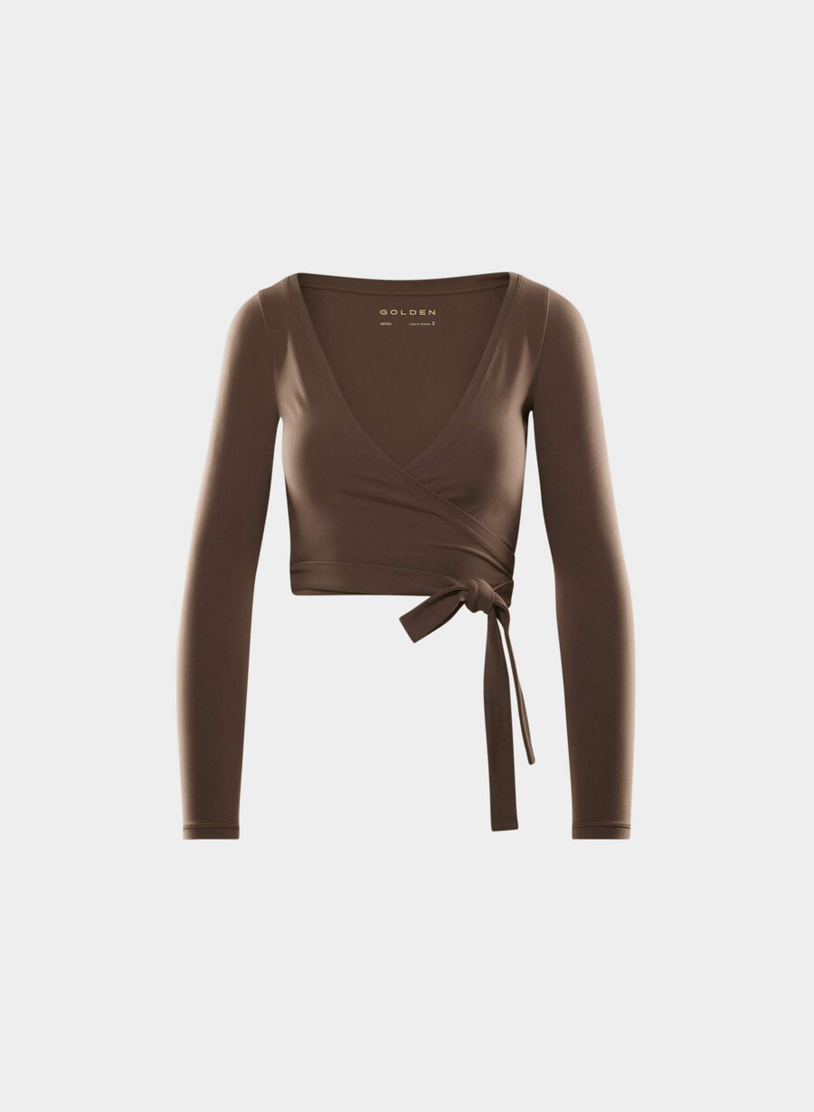 butter focal wrap langarmshirt reiches mochabraun