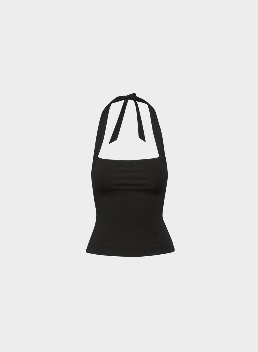 lässiges figurbetontes haltertop von optimum schwarz