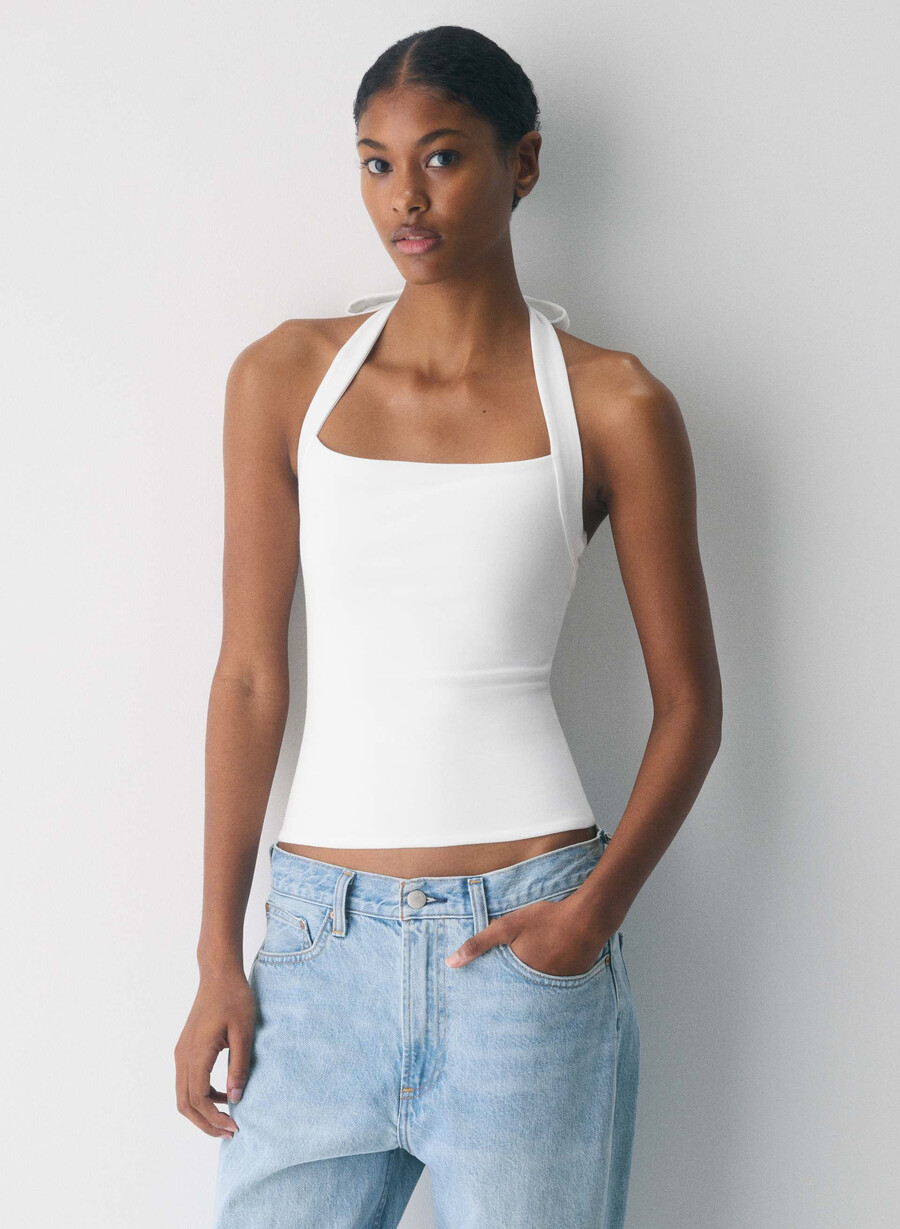 lässiges contour optimum neckholder-top weiss