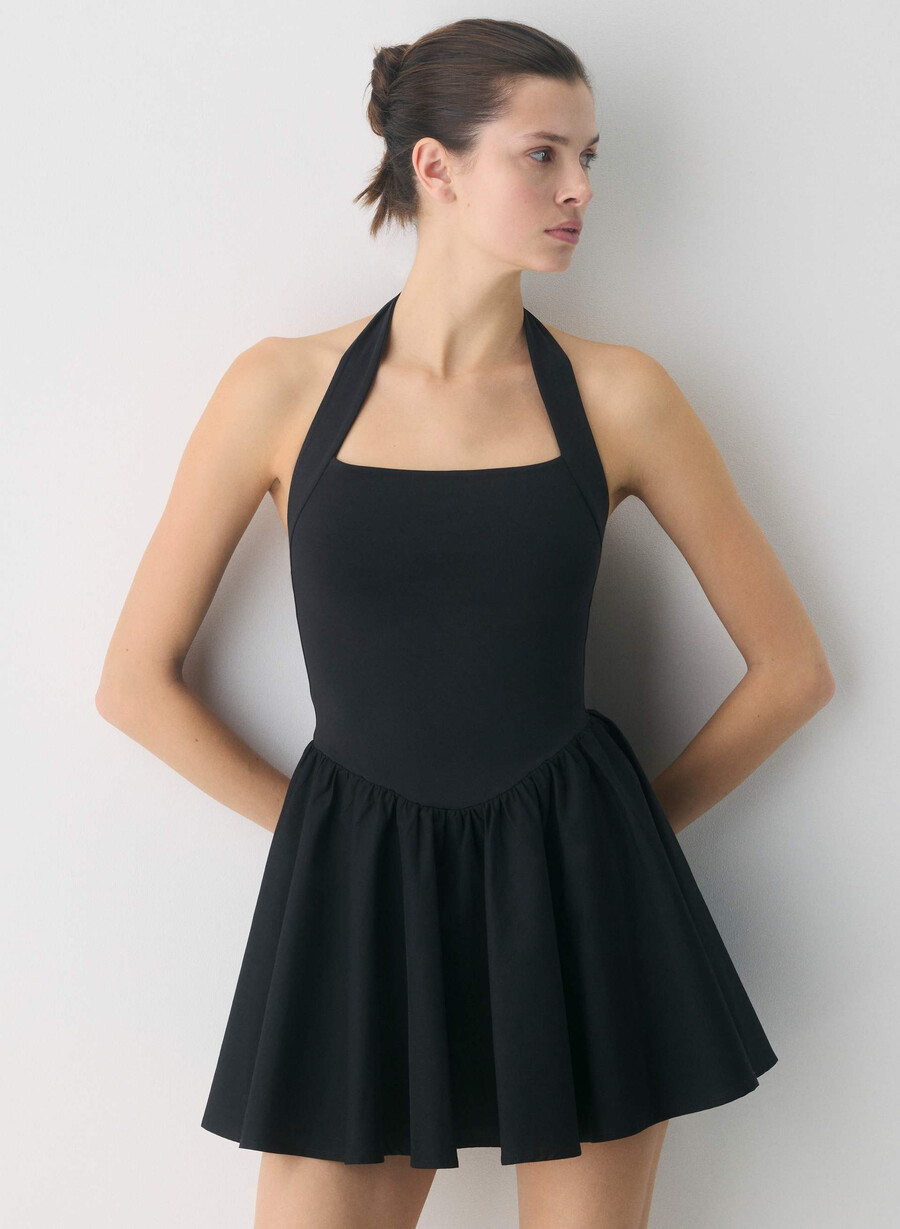 courtyard popeline-kleid schwarz