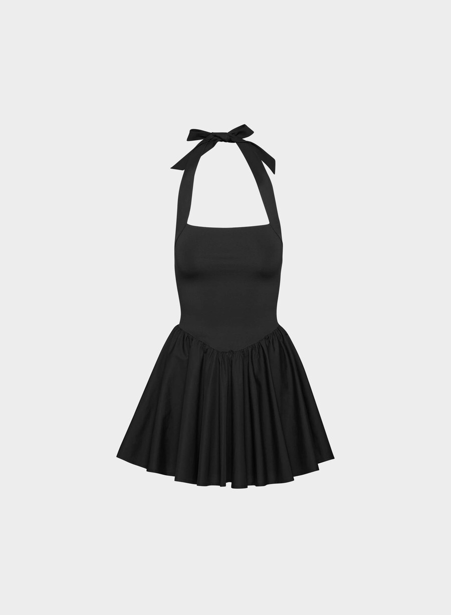 courtyard popeline-kleid schwarz