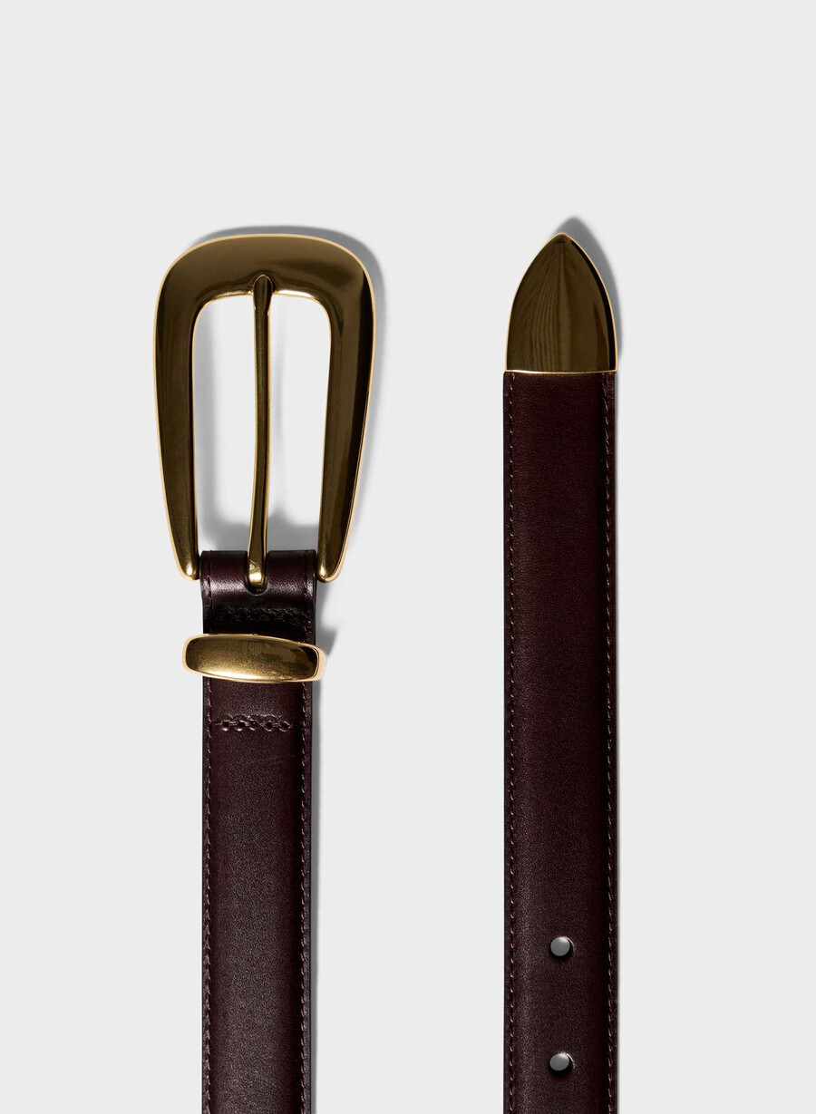 idol-gürtel aus massivem messing und leder manor browngold