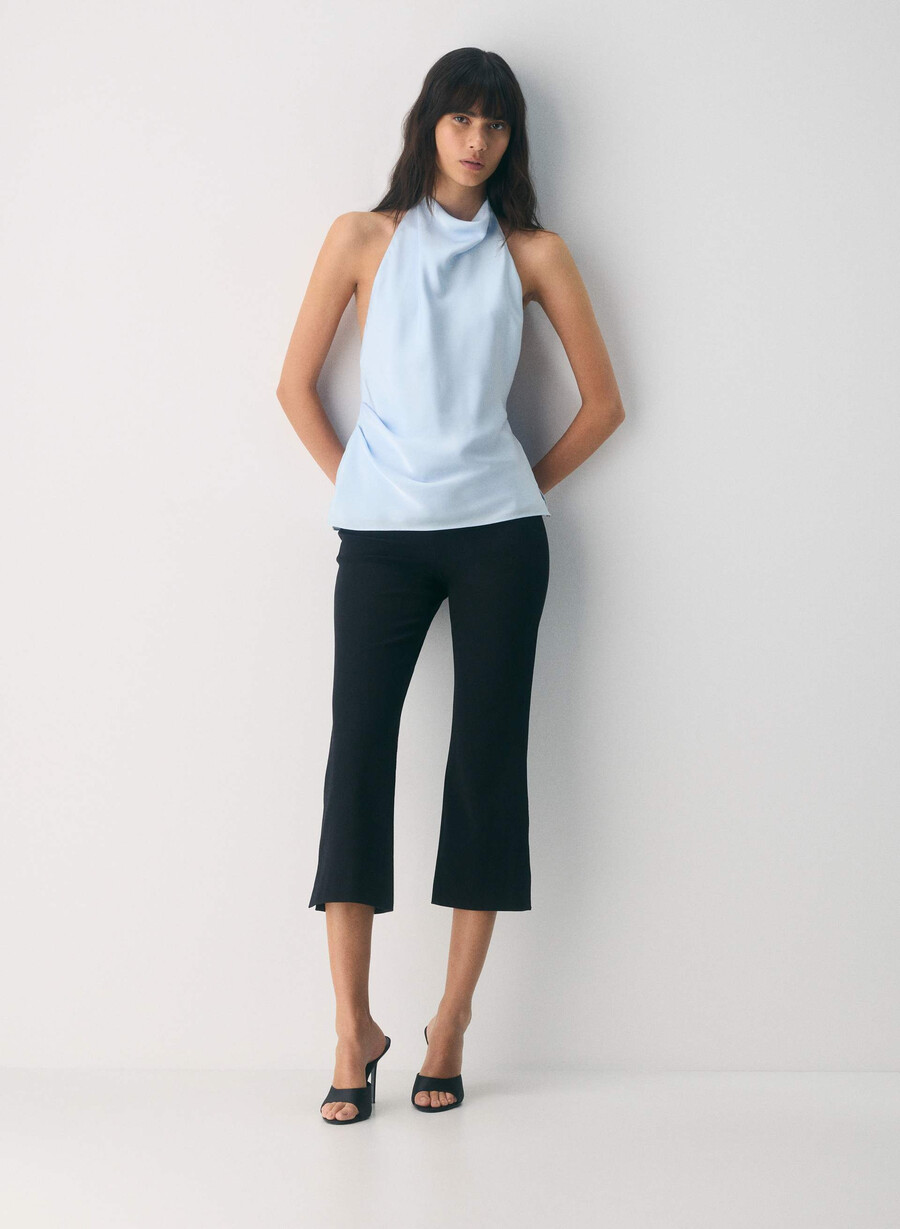 audience satin top villa blue