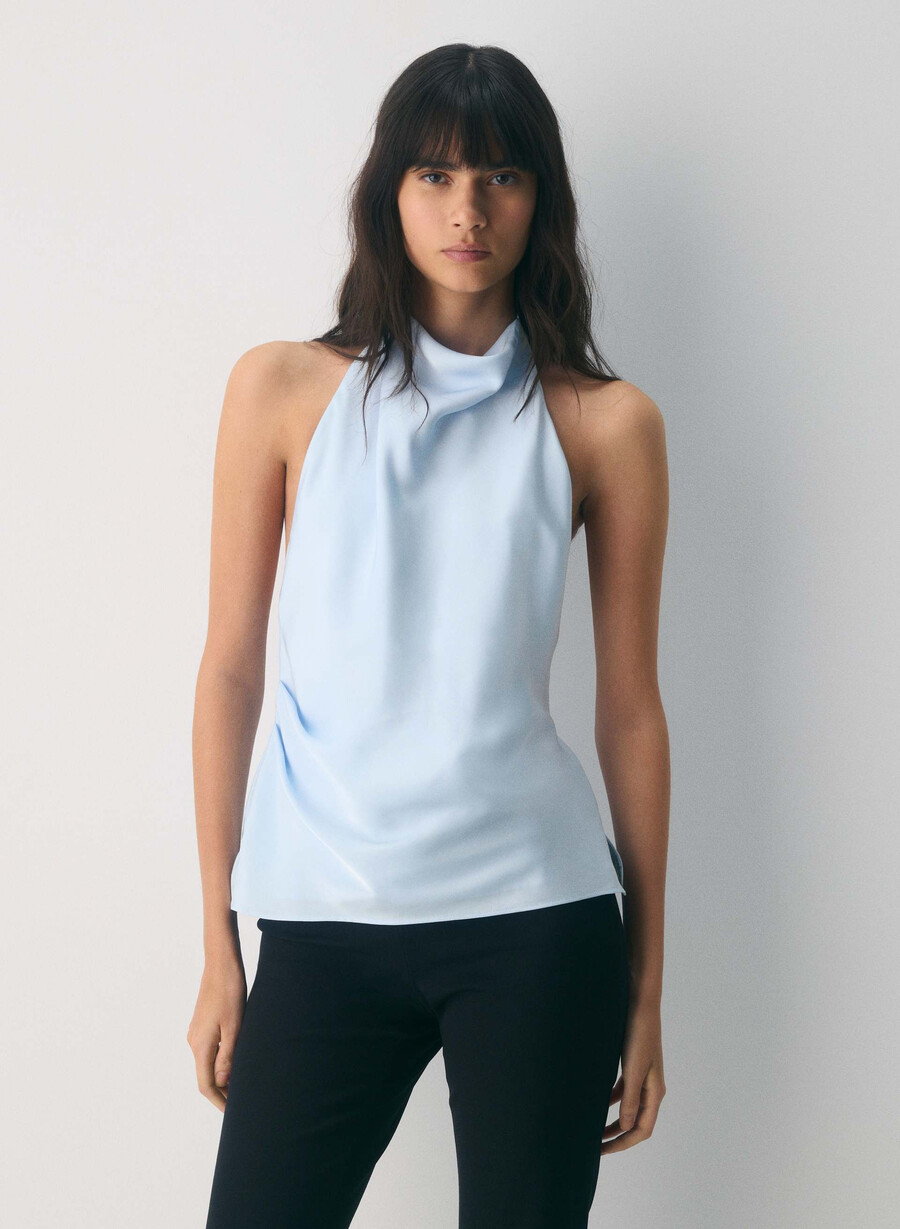 audience satin top villa blue