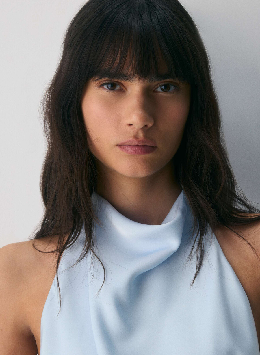 audience satin top villa blue