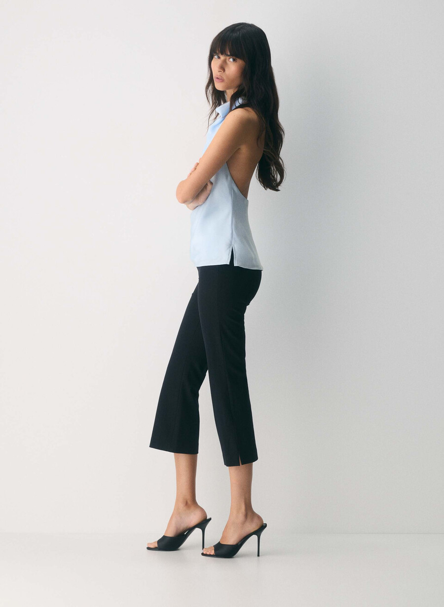 audience satin top villa blue