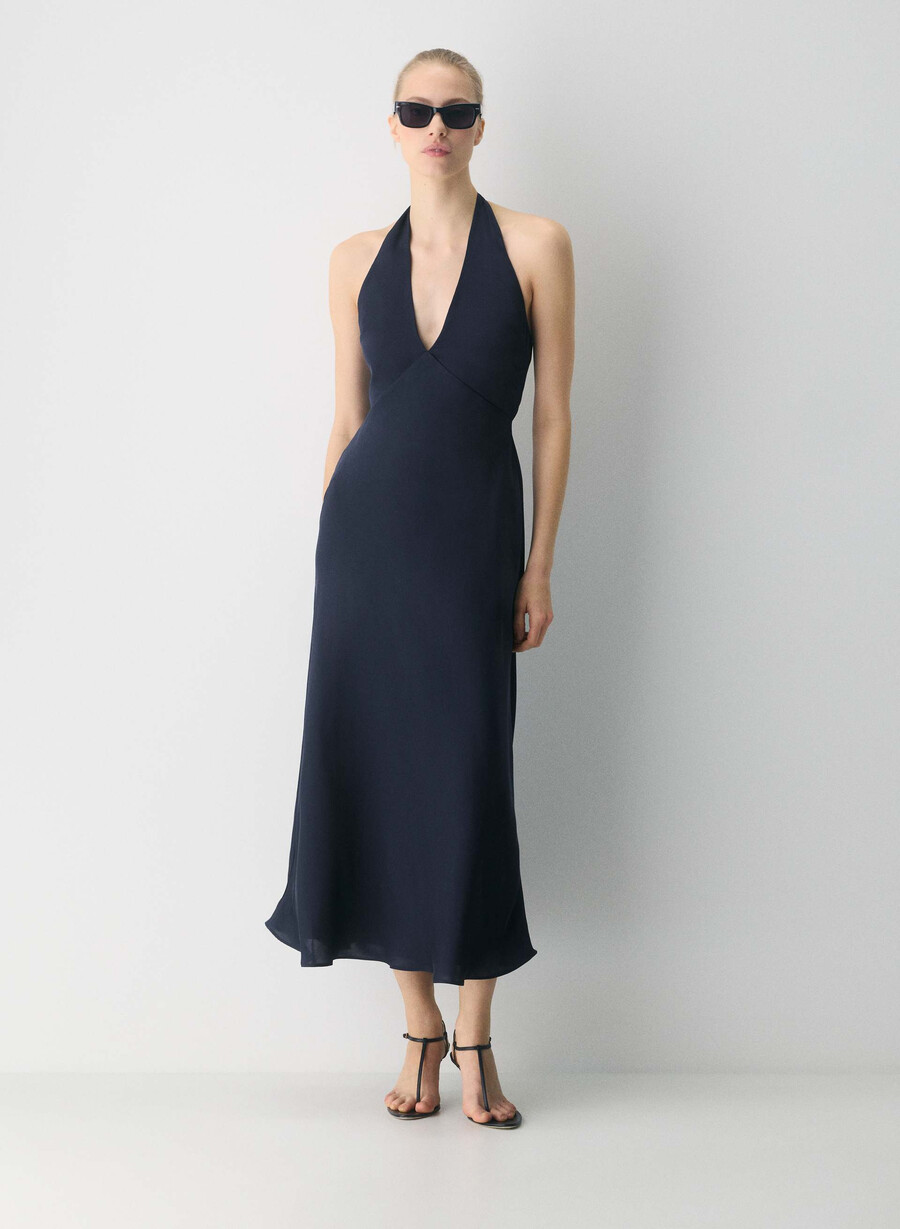 nightscape satin neckholderkleid admiral