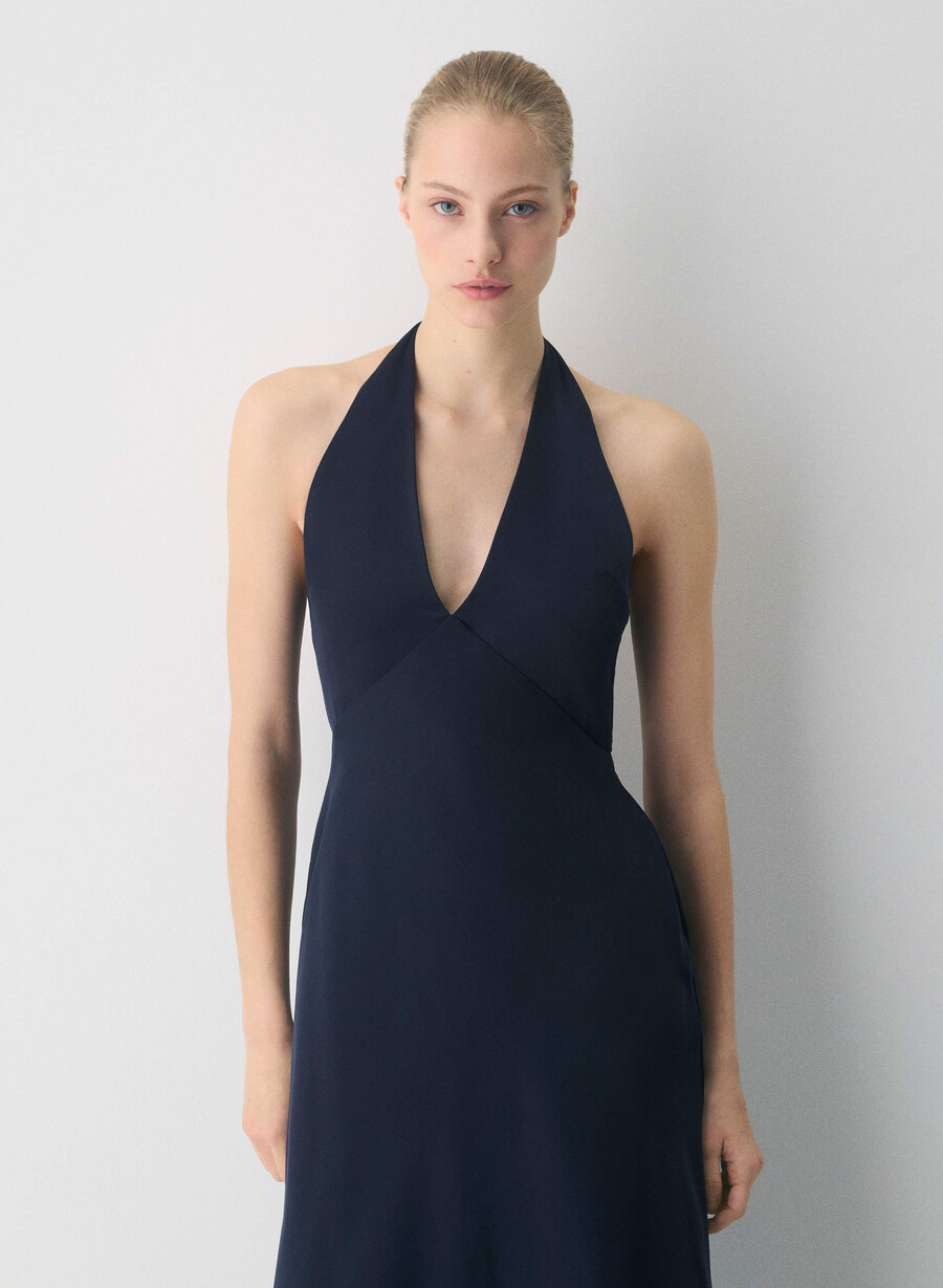 nightscape satin neckholderkleid admiral