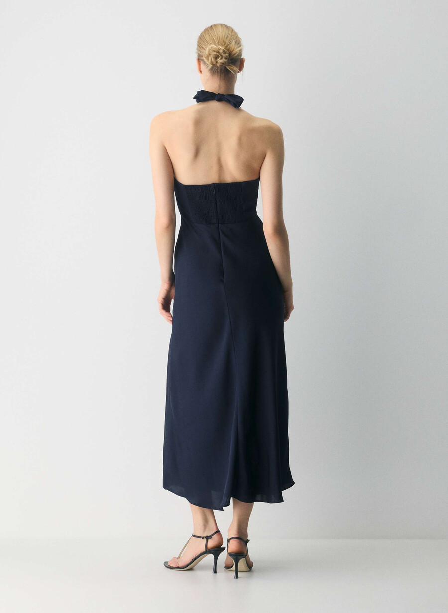 nightscape satin neckholderkleid admiral