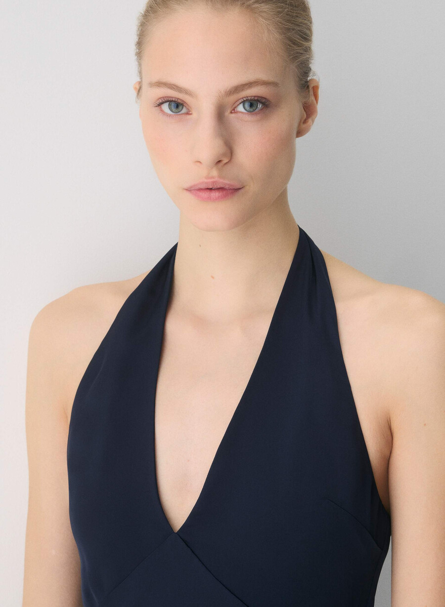 nightscape satin neckholderkleid admiral