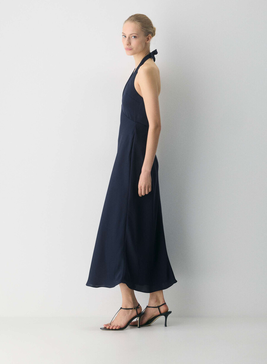 nightscape satin neckholderkleid admiral