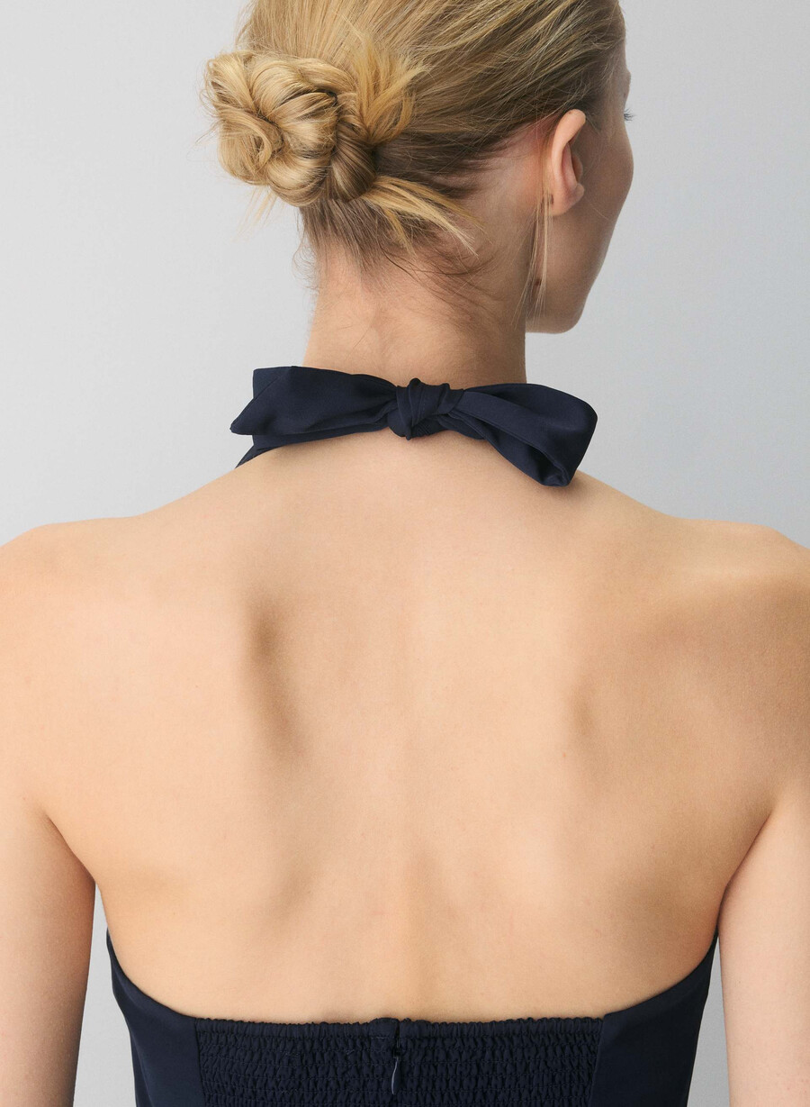 nightscape satin neckholderkleid admiral