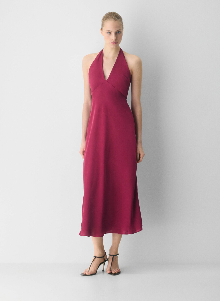 nightscape satin neckholderkleid juicy rose
