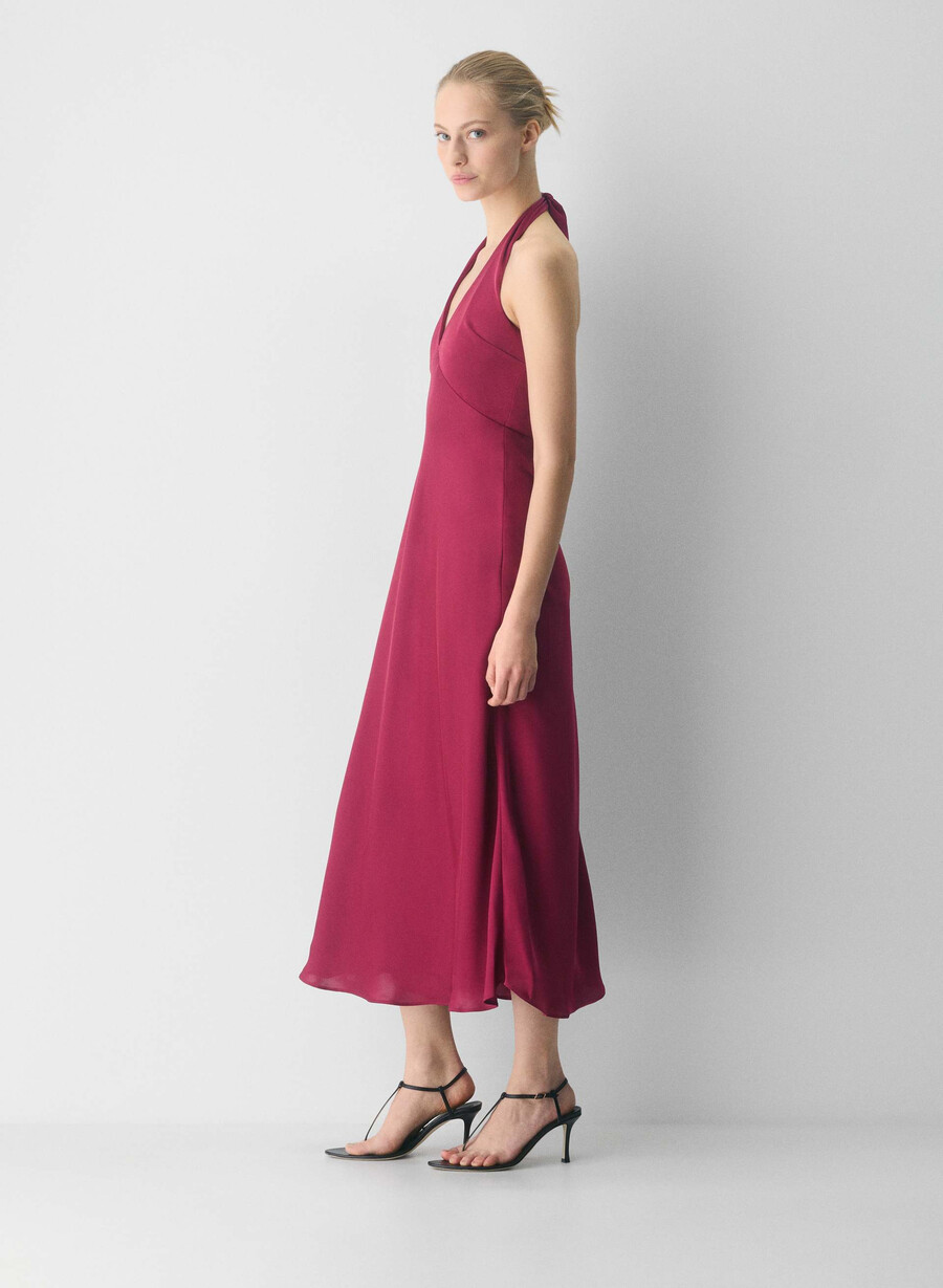 nightscape satin neckholderkleid juicy rose