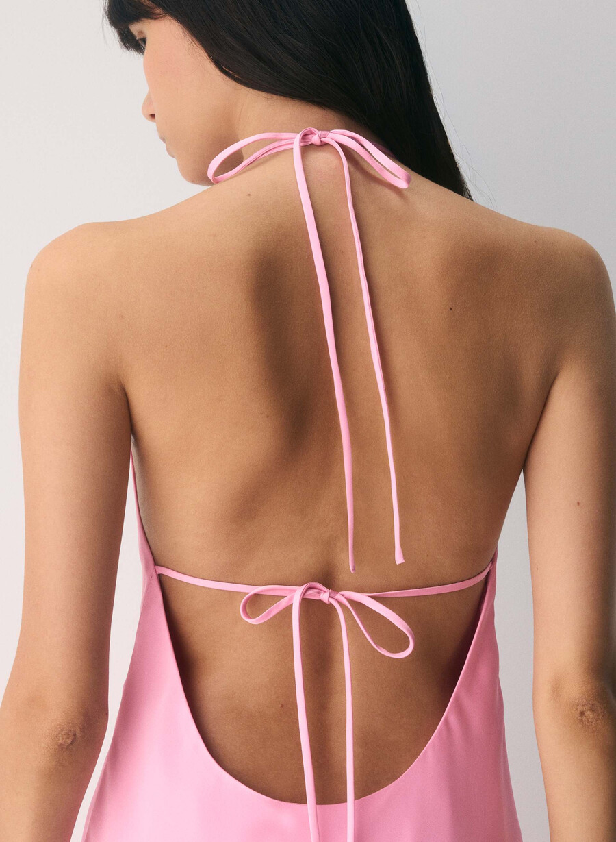 euphoria satin-halterkleid in jellybean pink