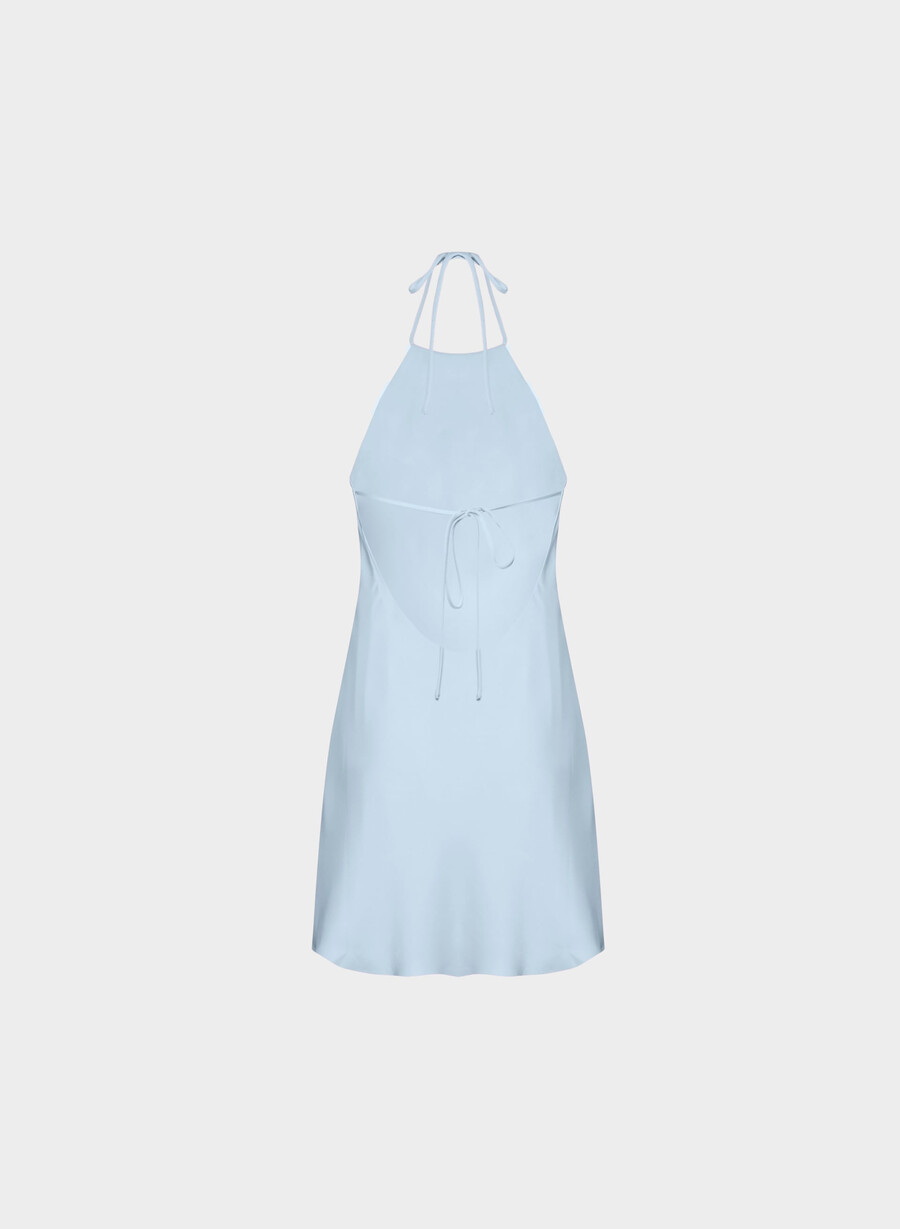 euphoria satin-halterkleid villa blau