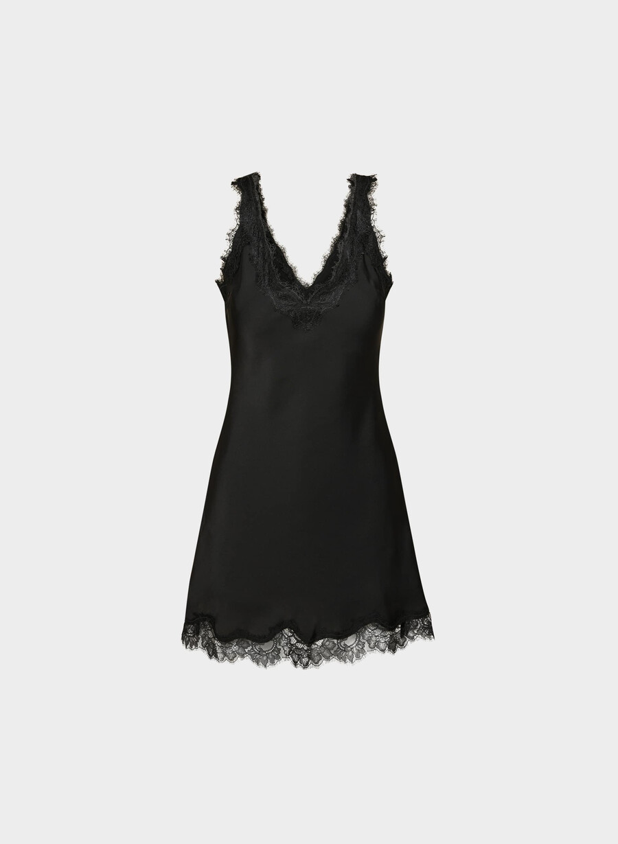 satin-anzugkleid schwarzschwarz