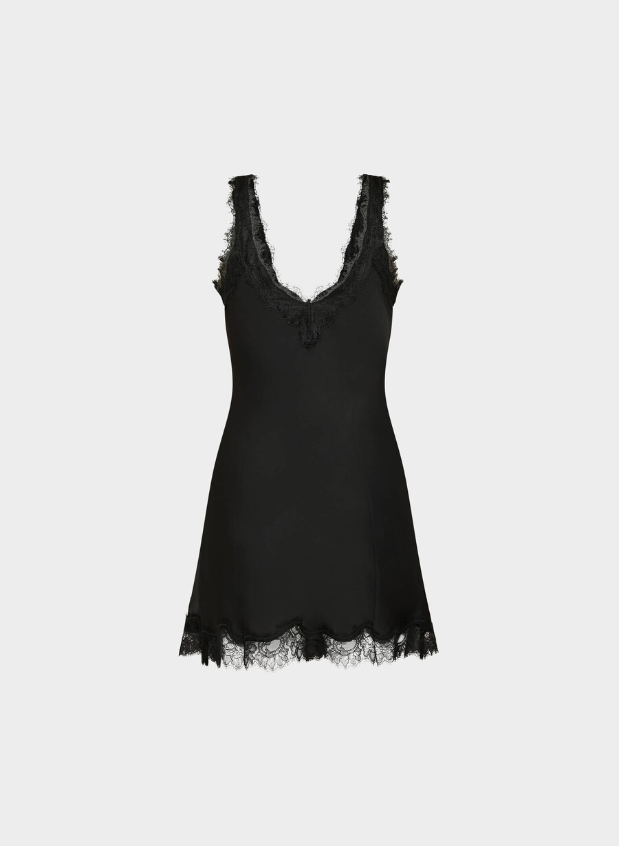 satin-anzugkleid schwarzschwarz