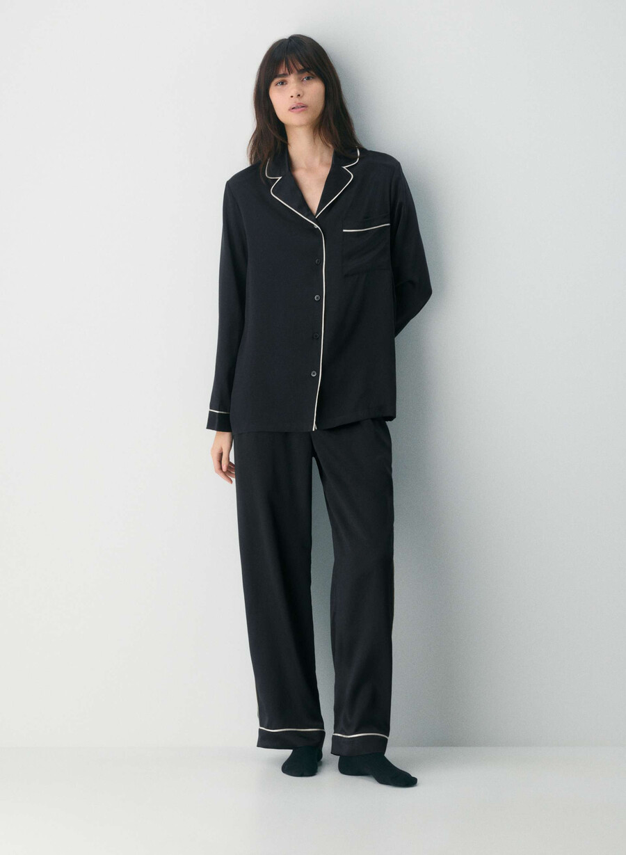 nightside seidenpyjamahemd schwarz