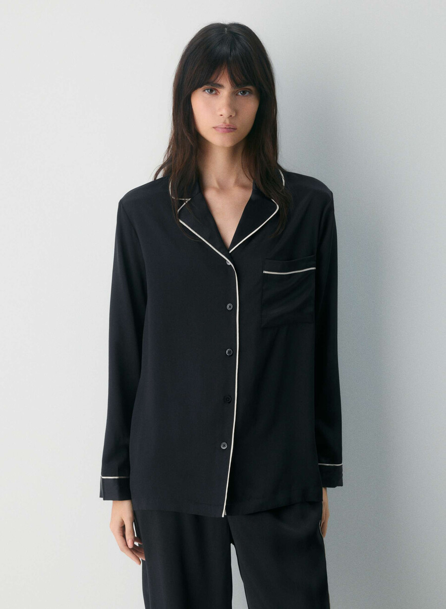 nightside seidenpyjamahemd schwarz
