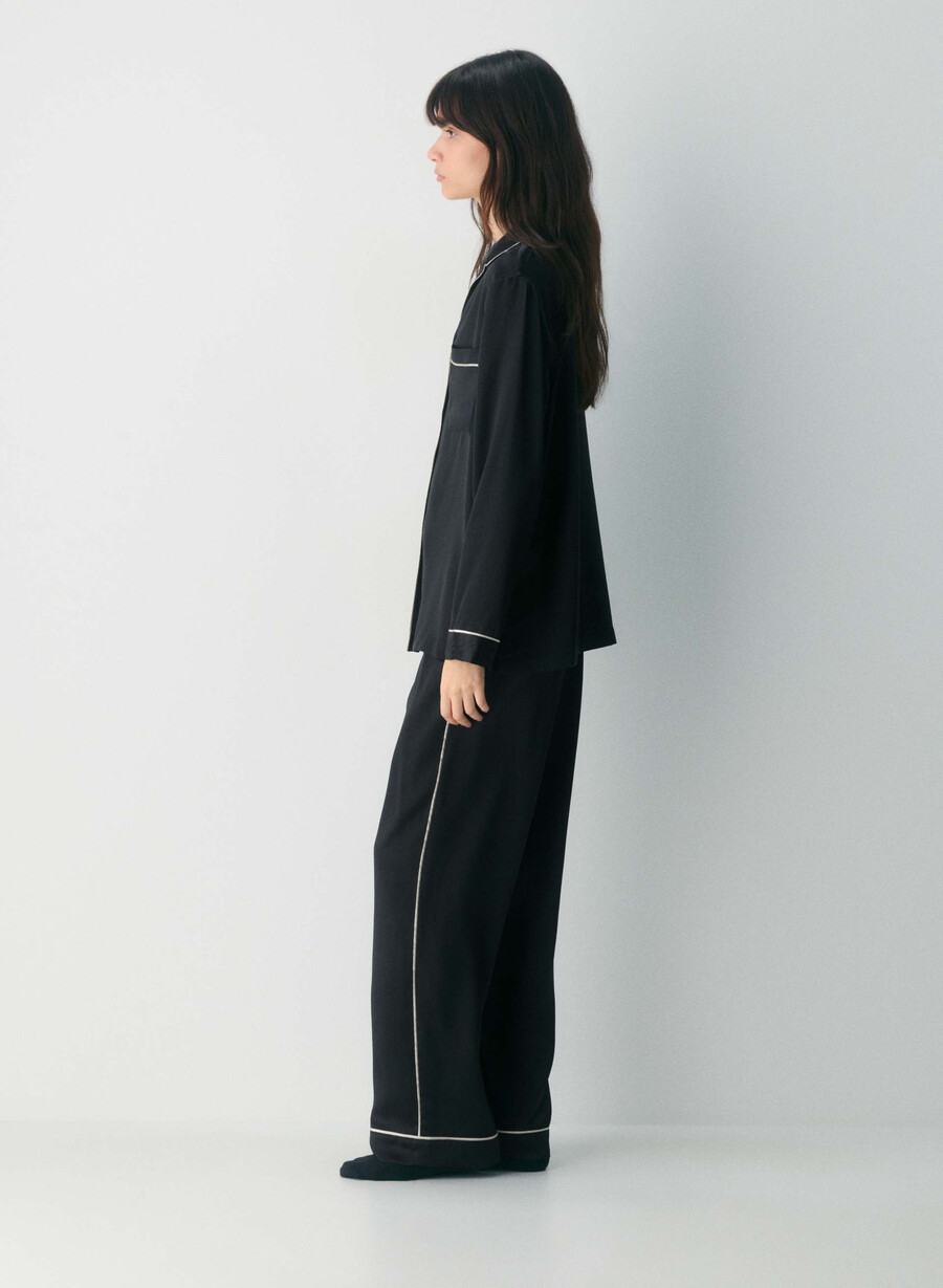 nightside seidenpyjamahemd schwarz