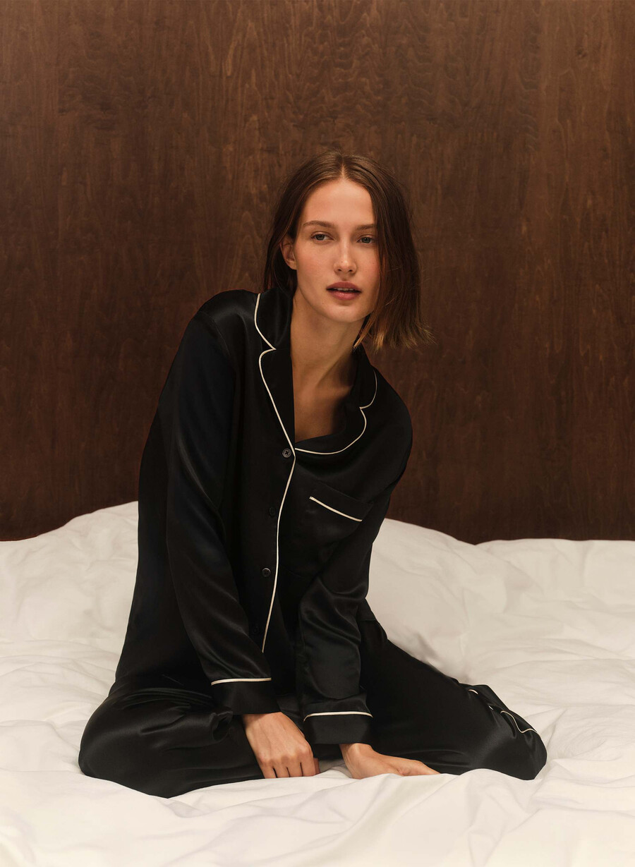 nightside seidenpyjamahemd schwarz