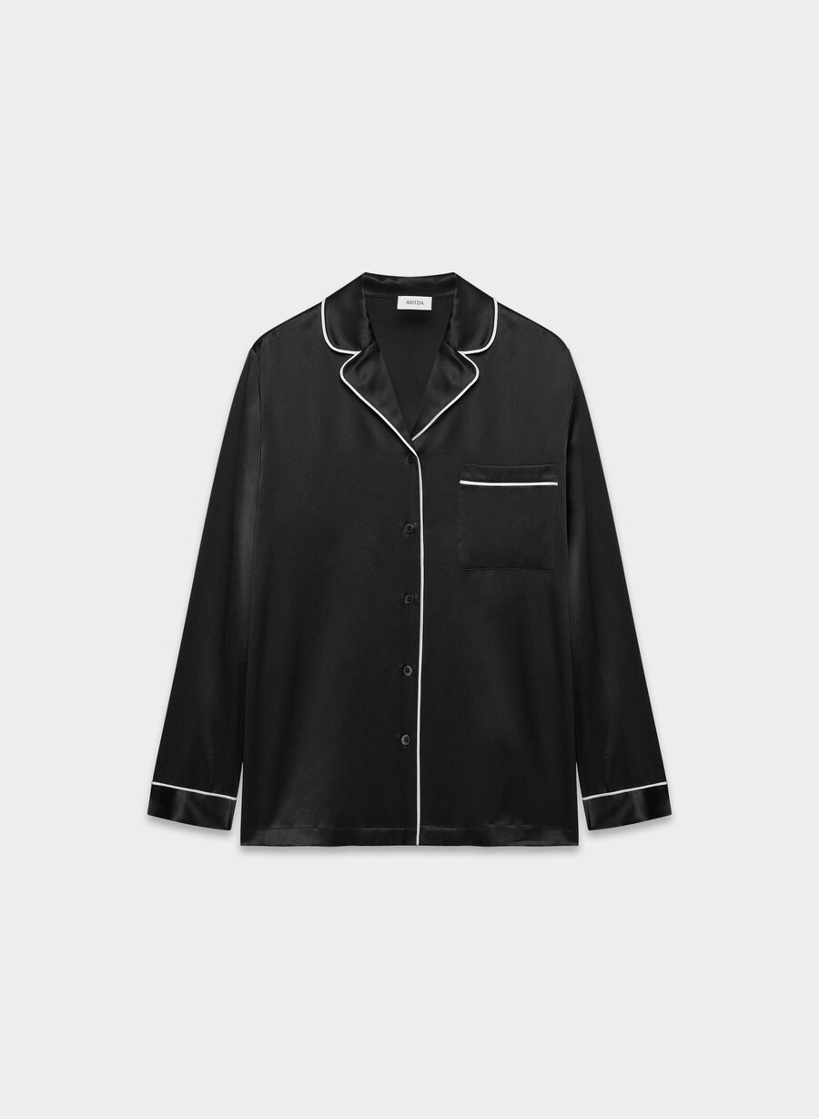nightside seidenpyjamahemd schwarz