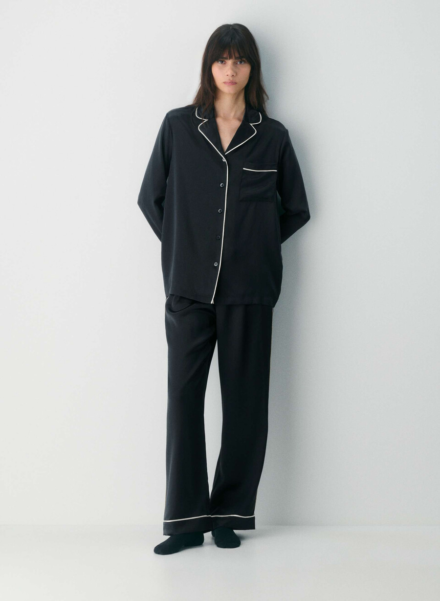 nightside seidenpyjamahose schwarz
