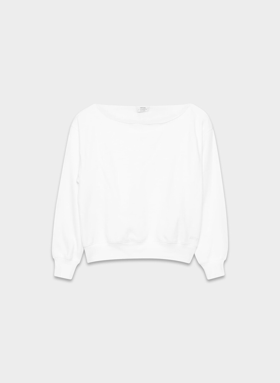 gemütliches bf off-shoulder-sweatshirt aus sweatfleece weiss