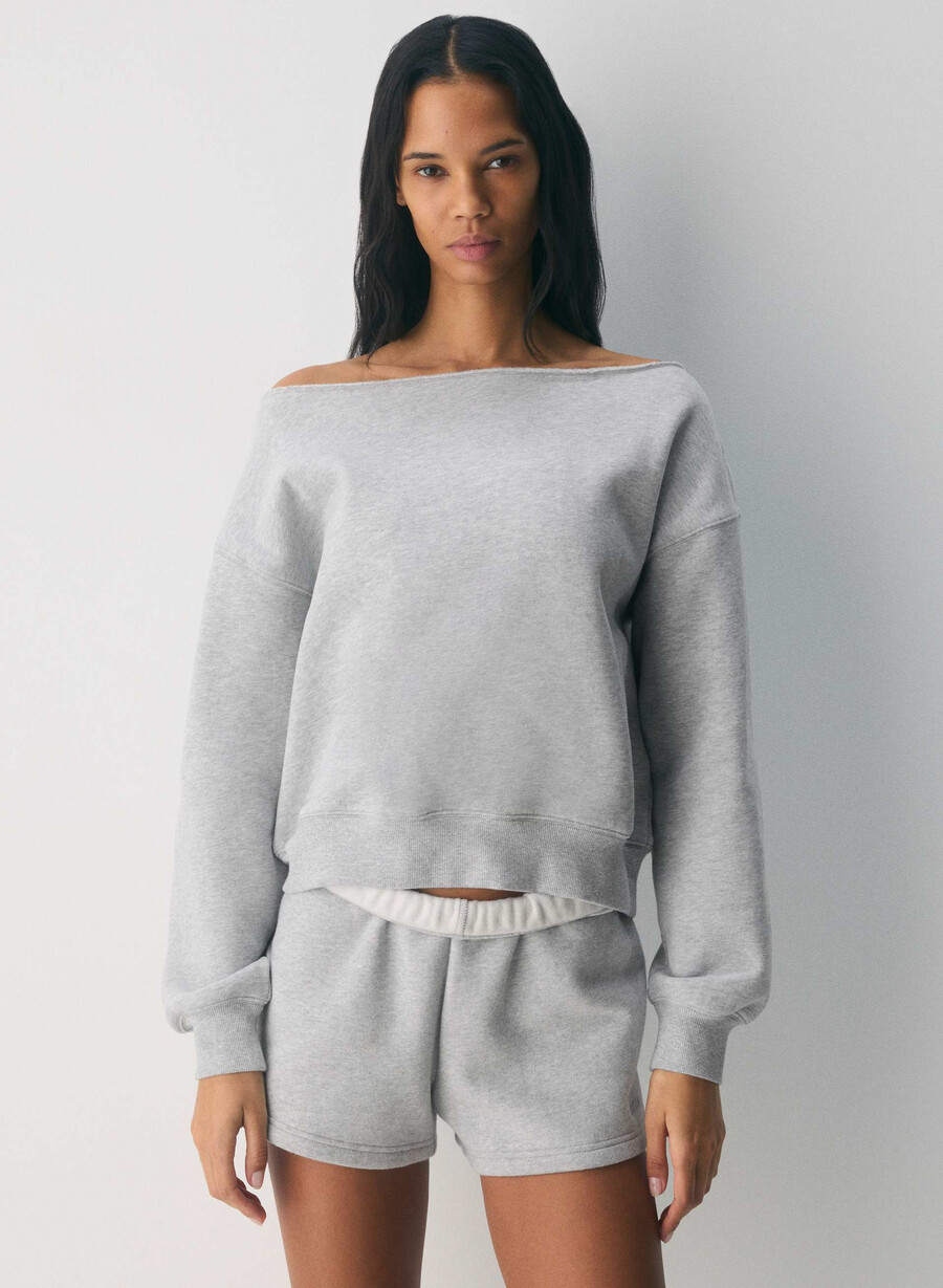 gemütliches bf off-shoulder-sweatshirt aus sweatfleece weiss
