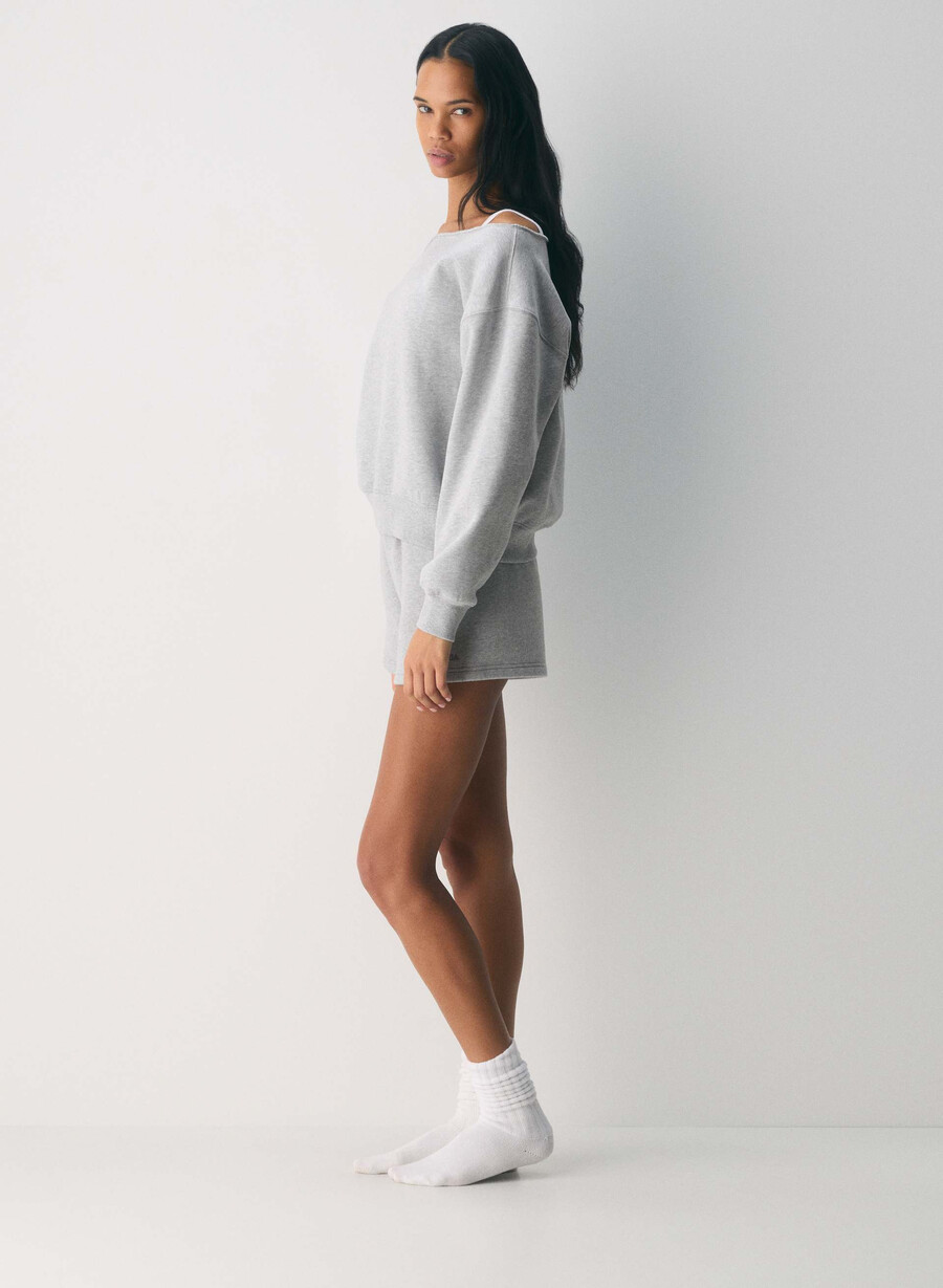 gemütliches bf off-shoulder-sweatshirt aus sweatfleece weiss