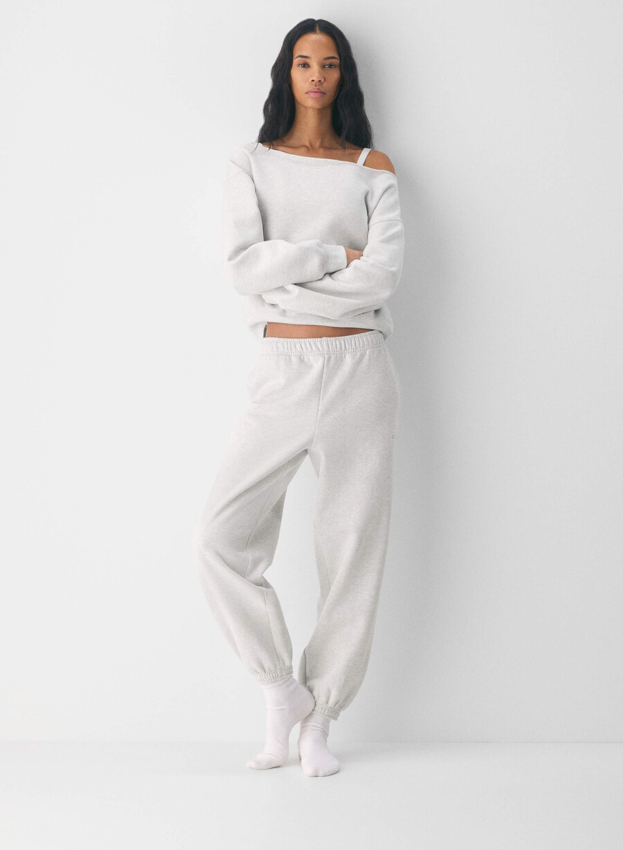 kuscheliges sweatfleece bf off-shoulder sweatshirt heather cloud white