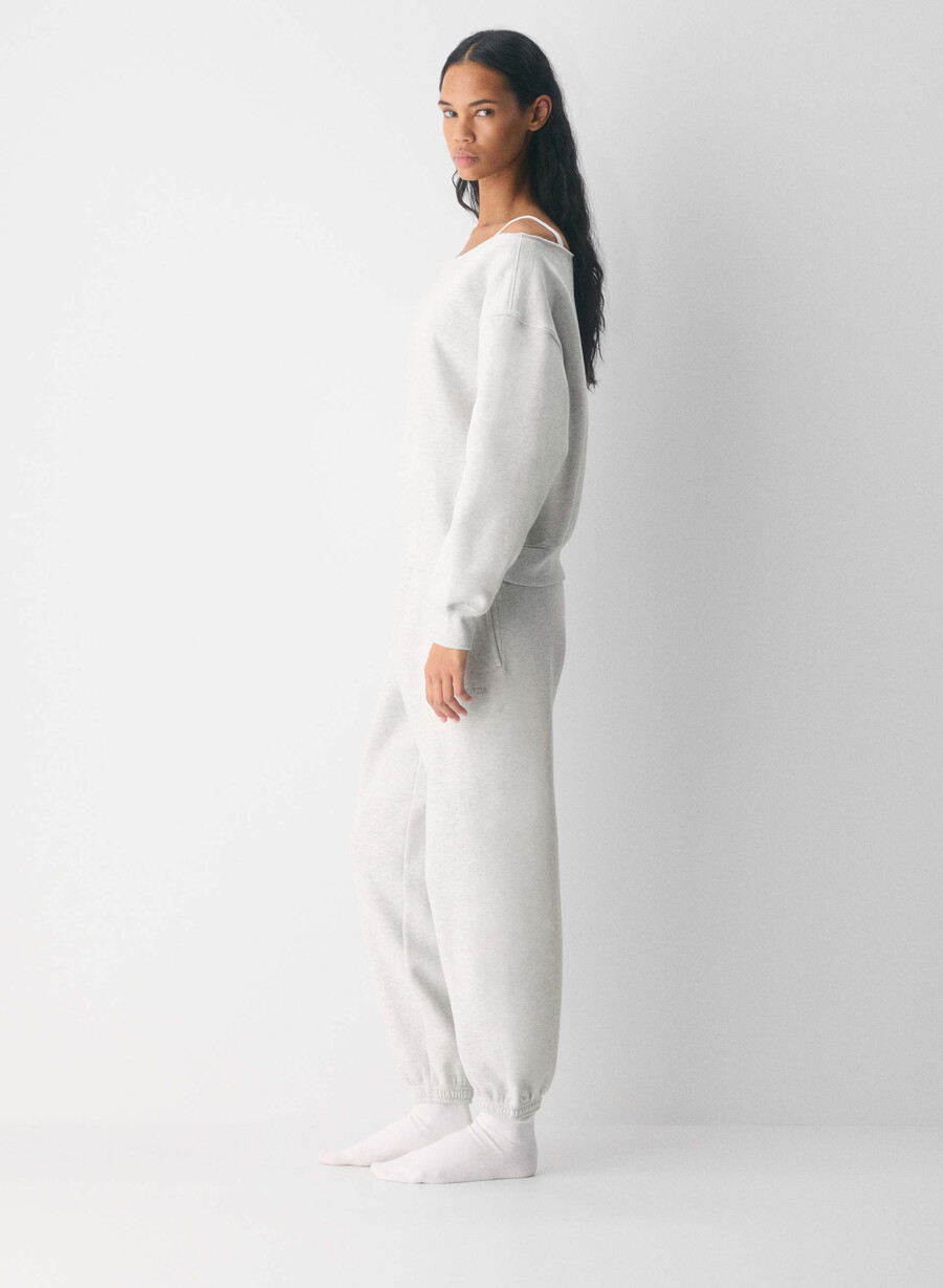 kuscheliges sweatfleece bf off-shoulder sweatshirt heather cloud white