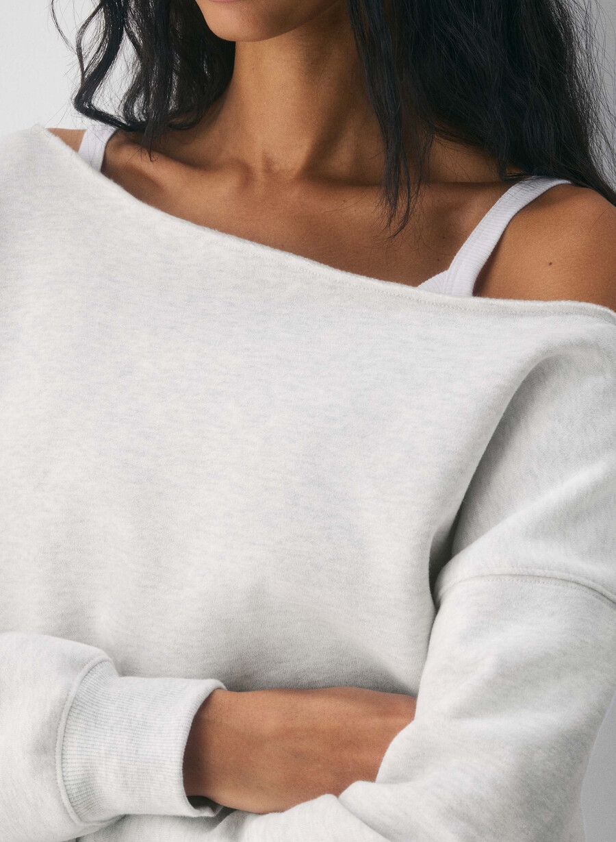 kuscheliges sweatfleece bf off-shoulder sweatshirt heather cloud white