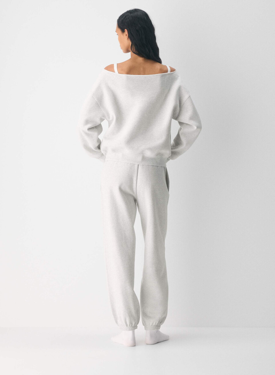 kuscheliges sweatfleece bf off-shoulder sweatshirt heather cloud white