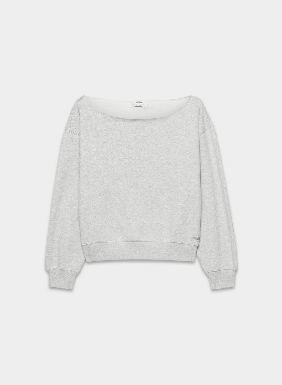 gemütliches sweatfleece bf off-shoulder sweatshirt heather chrome