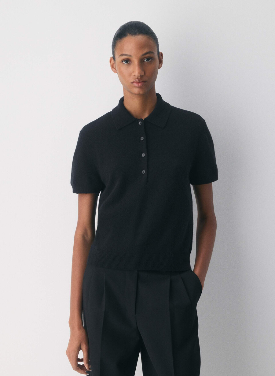 bare cashmere cellini polo-pullover schwarz