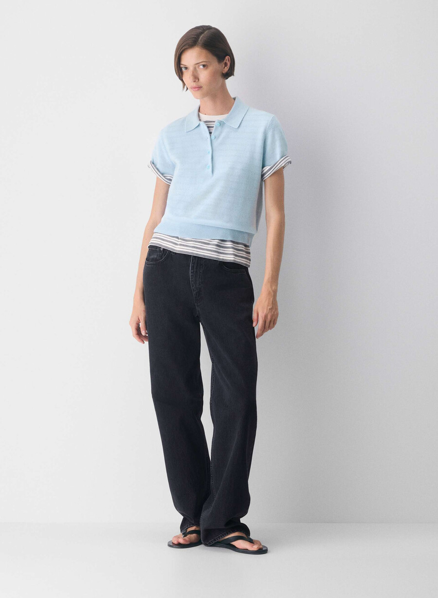 bare cashmere cellini polo-pullover villa blau