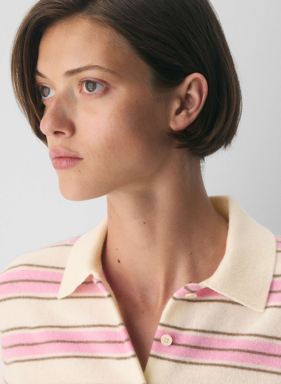 bare cashmere cellini polo sweater lght brch jlybn pnk