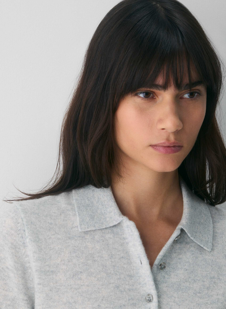bare cashmere cellini polo-pullover heather chrome