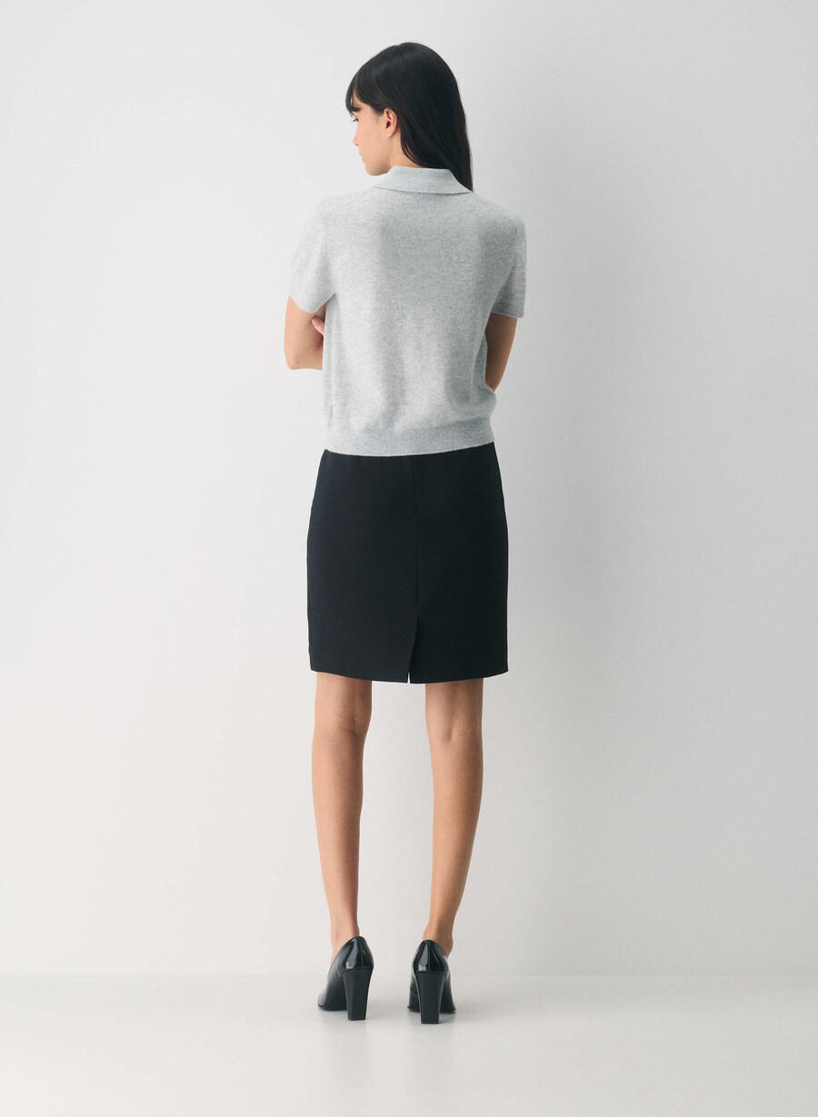bare cashmere cellini polo-pullover heather chrome