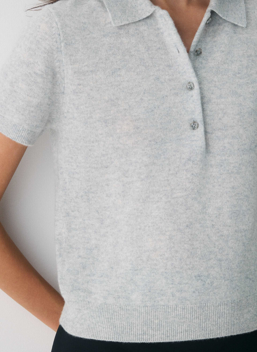 bare cashmere cellini polo-pullover heather chrome