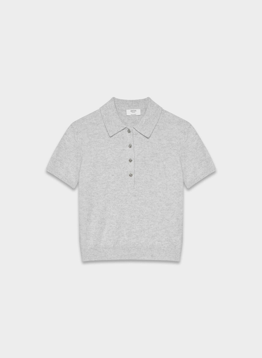 bare cashmere cellini polo-pullover heather chrome