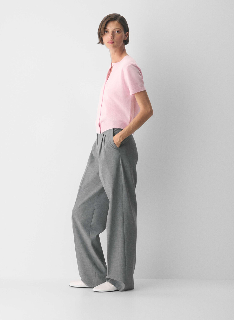 bare cashmere kurzarm-cardigan mit rundhalsausschnitt villa pink