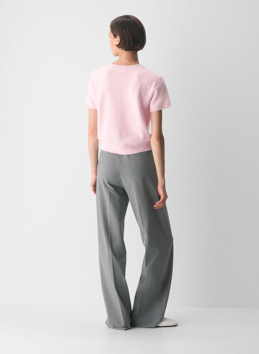 bare cashmere kurzarm-cardigan mit rundhalsausschnitt villa pink