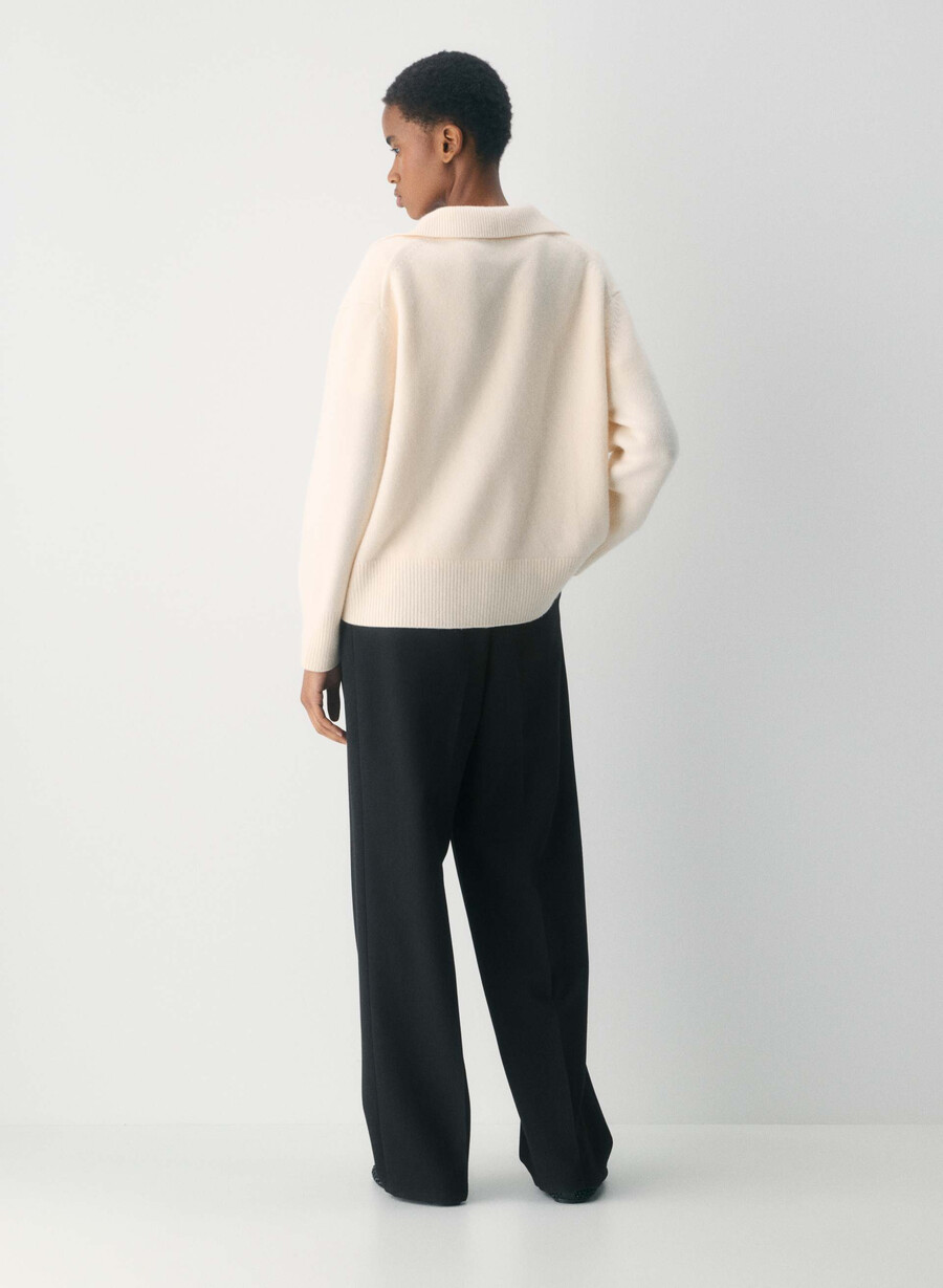 plüschiger kaschmir-polopullover in Übergröße farbe flüsterweiß