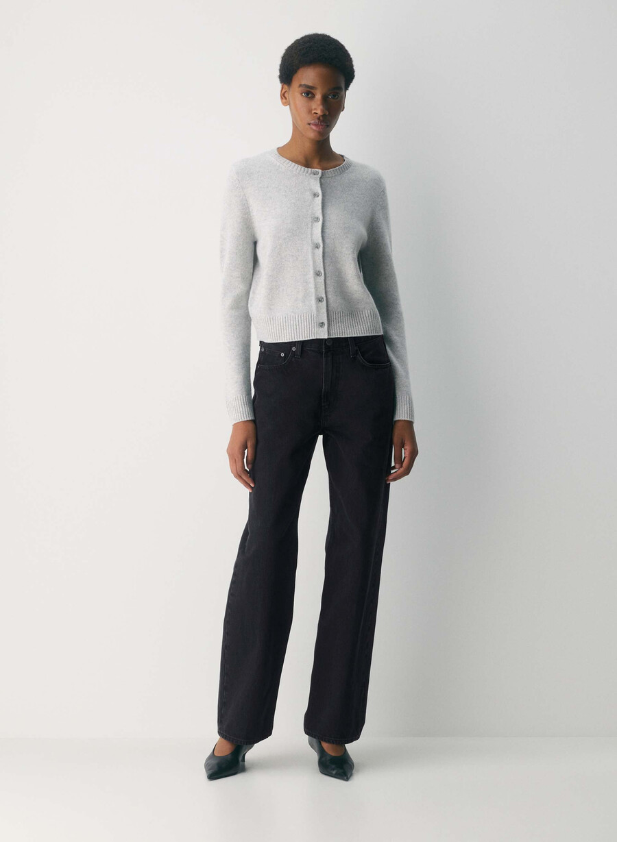essential cashmere acme cardigan heather chrome