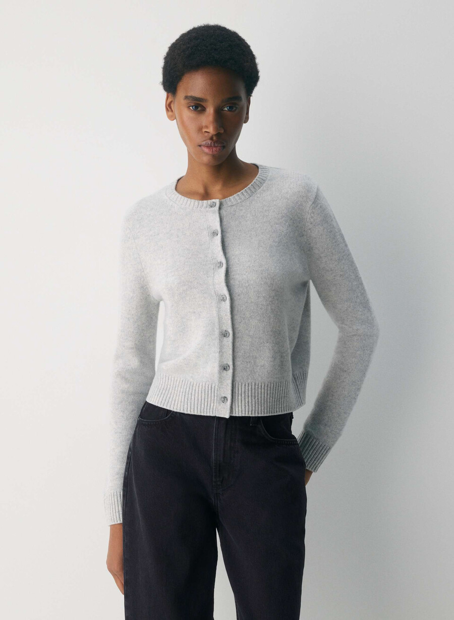 essential cashmere acme cardigan heather chrome