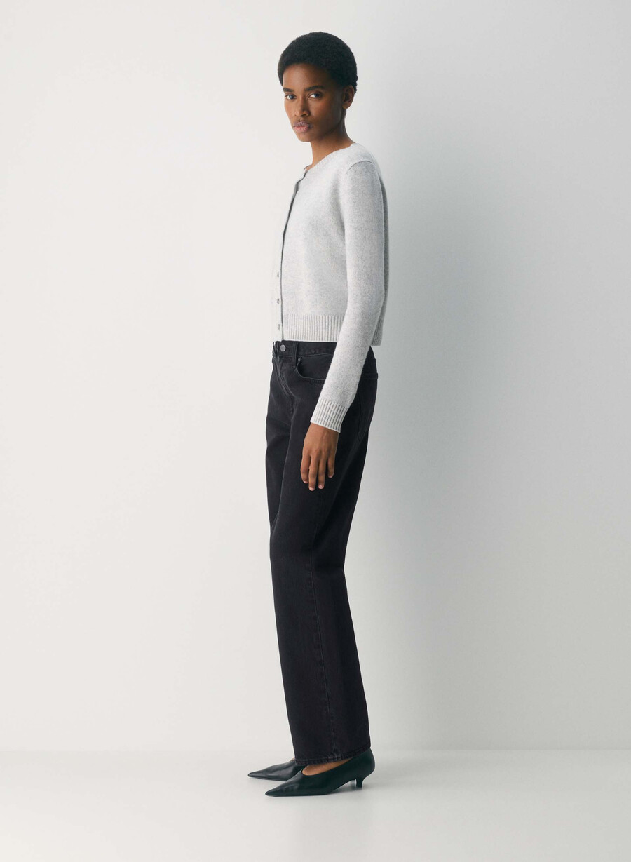 essential cashmere acme cardigan heather chrome